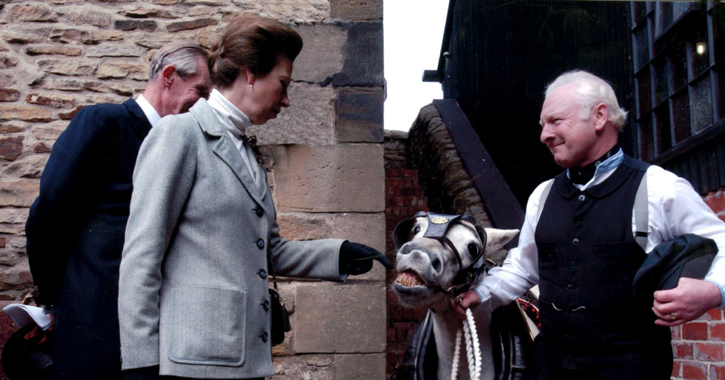 Princess Anne meeting Pip the pony at Beamish The Living Museum of the North